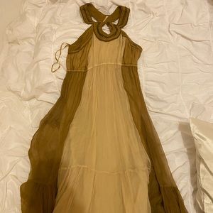 Free People Taupe and Cream Maxi Dress size 2
